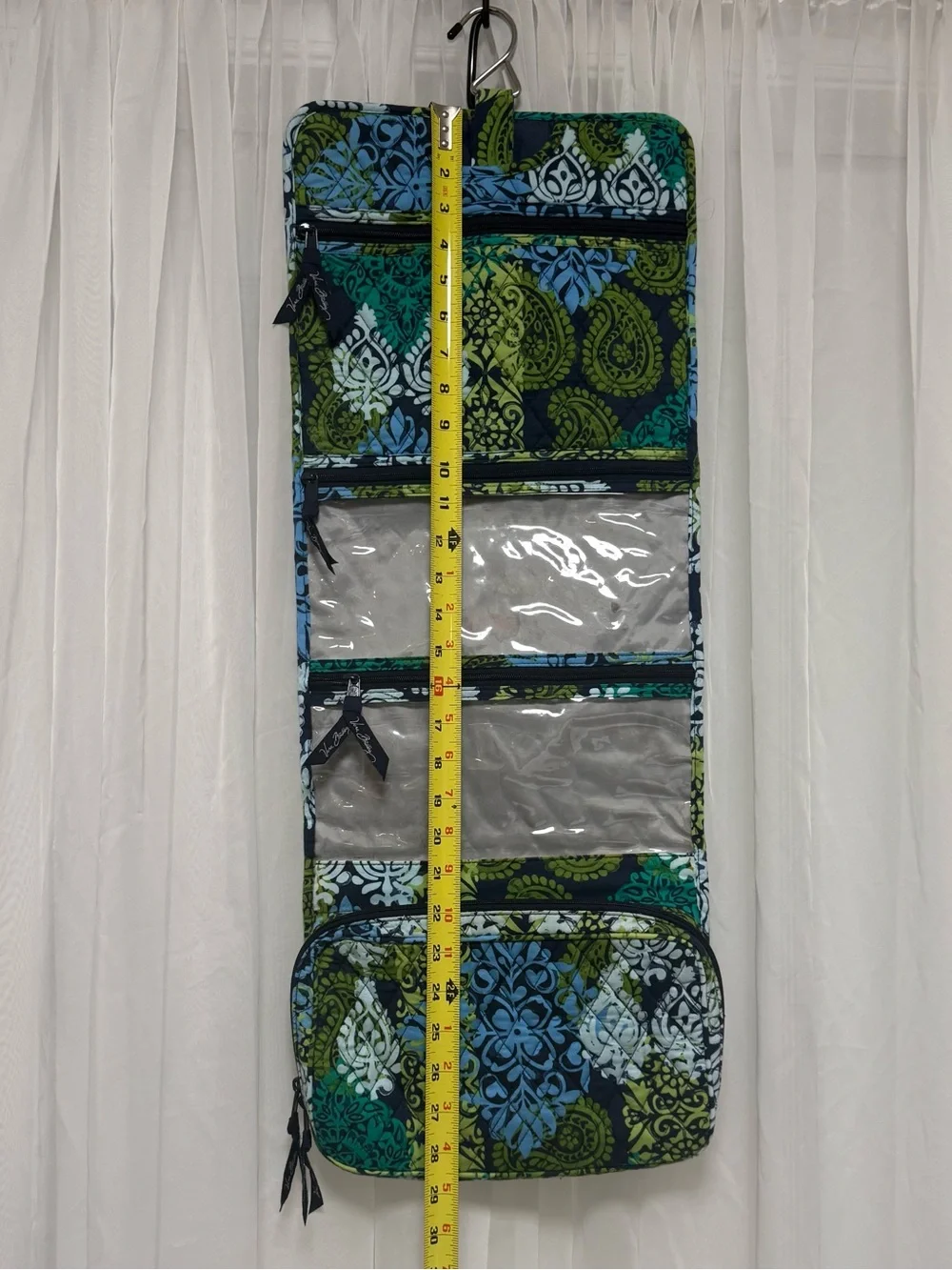 Vera Bradley Quilted Hanging Toiletry Organizer - Green & Blue Pattern